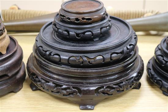 A group of assorted Chinese hardwood vase stands